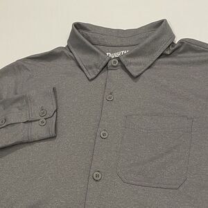 Duluth Trading Shirt Large Standard Fit Long Sleeve Button Down Shirt Gray Nylon